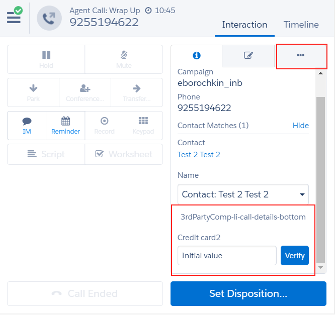 Call details custom buttons
